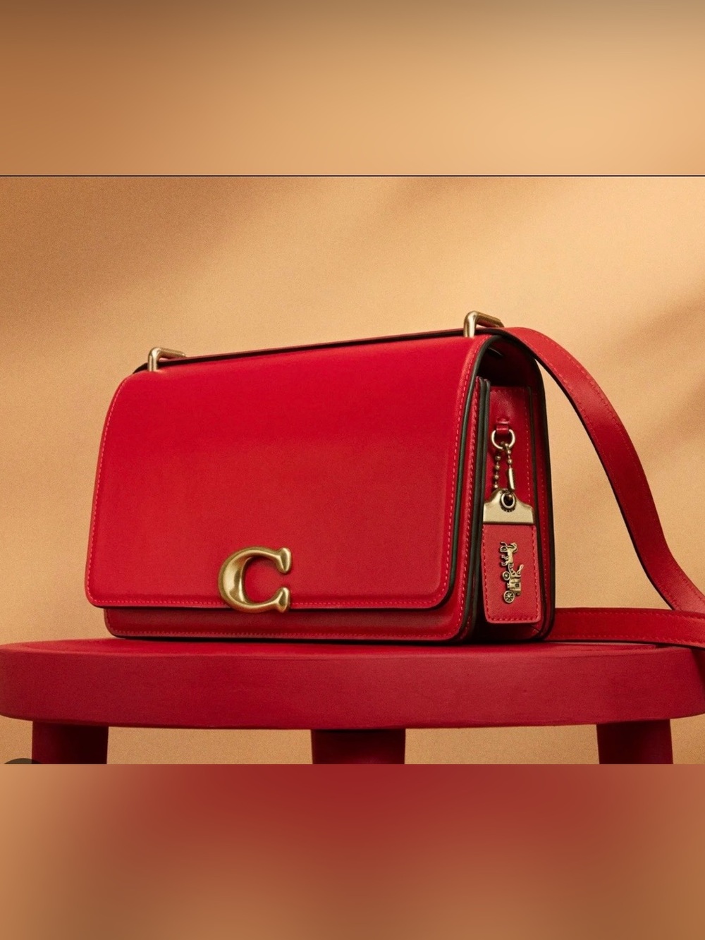 Coach Women's Luxe Refined Calf Leather Bandit Shoulder Bag in Bold Red